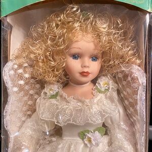 Hand crafted Porcelain Collectible bride doll angel wings